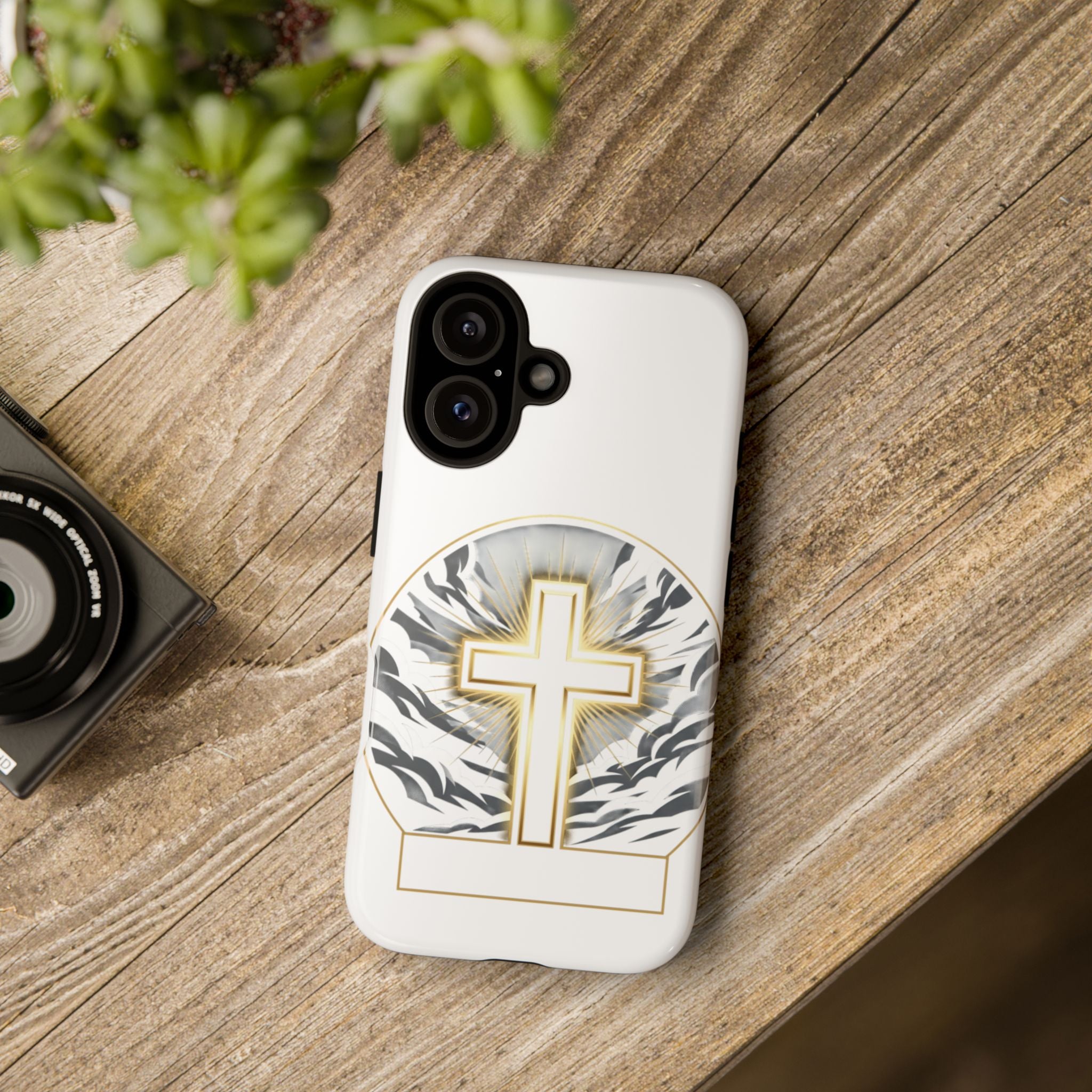 Faith Over Fear Phone Case – Cross & Storm Design, Tough Protective Case